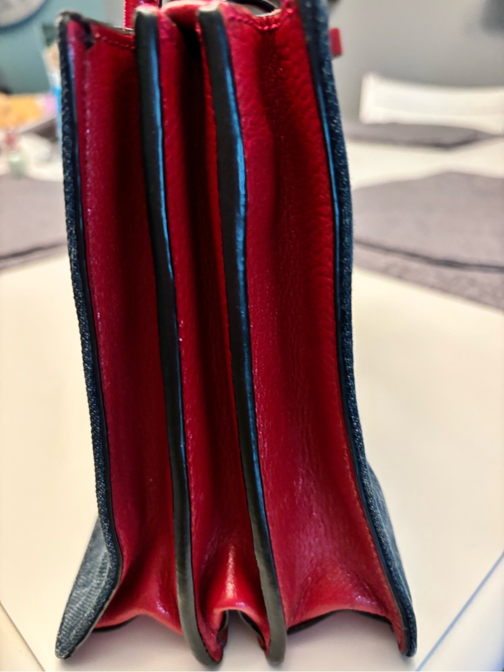Miu Miu Denim Satchel with Red Leather Trim - Picture 15 of 15